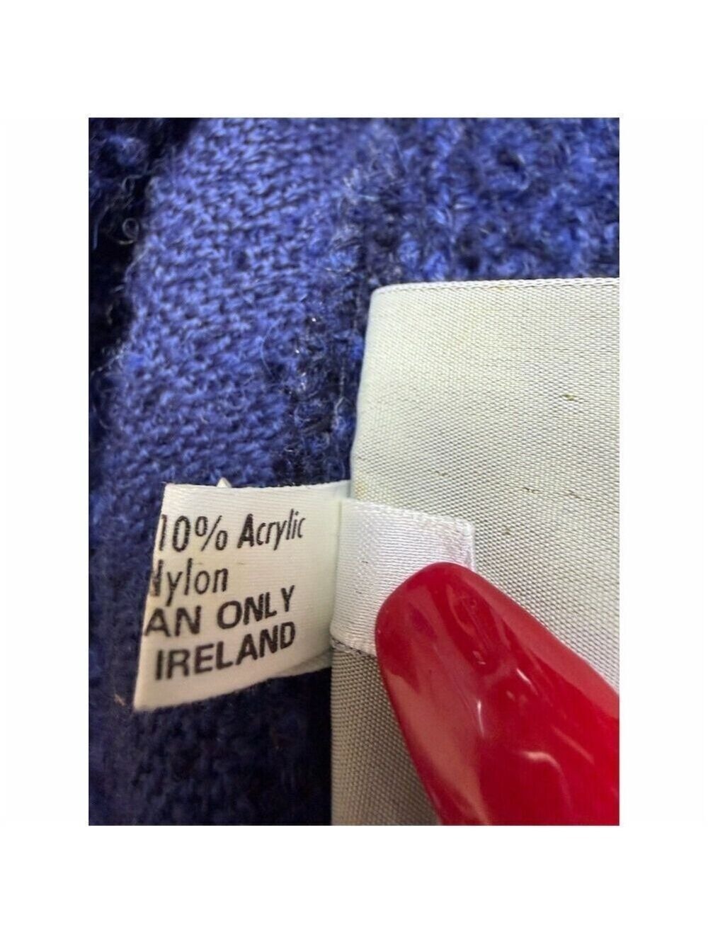 Weave of the Irish Cardigan Wool Jacket Womens L Blue Boucle Button (22” Ptp) - Picture 8 of 9